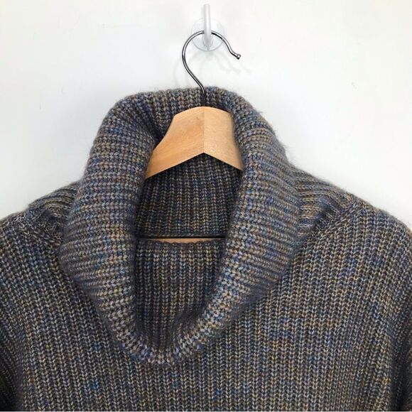Ann Taylor Brown Blue Marled Knit Chunky Turtleneck Pullover Sweater - Picture 5 of 14